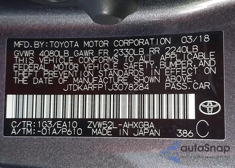 2018 Toyota Prius Prime Advanced from USA, damaged, VIN JTDKARFP1J3078284